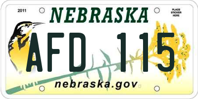 NE license plate AFD115