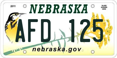 NE license plate AFD125