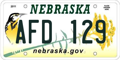 NE license plate AFD129