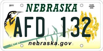 NE license plate AFD132