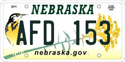NE license plate AFD153