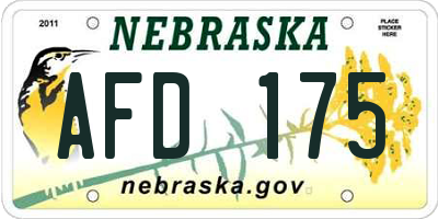 NE license plate AFD175