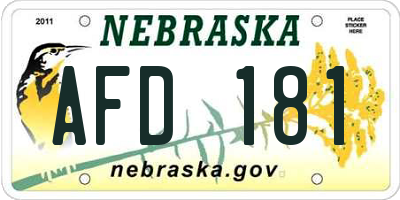 NE license plate AFD181