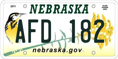 NE license plate AFD182
