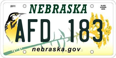 NE license plate AFD183