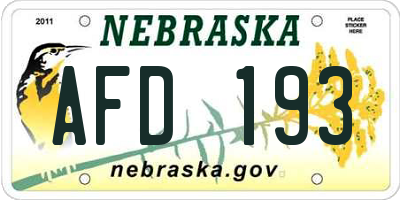 NE license plate AFD193
