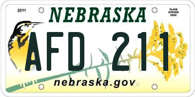 NE license plate AFD211