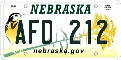 NE license plate AFD212