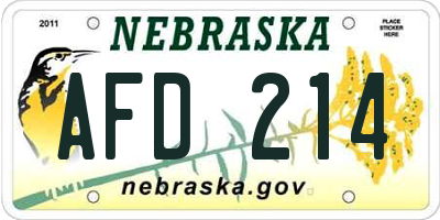 NE license plate AFD214