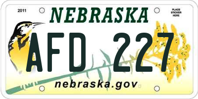 NE license plate AFD227