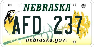 NE license plate AFD237