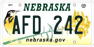 NE license plate AFD242