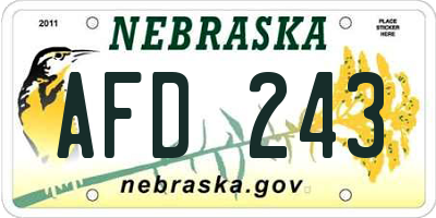 NE license plate AFD243