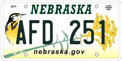 NE license plate AFD251
