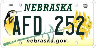 NE license plate AFD252