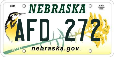 NE license plate AFD272