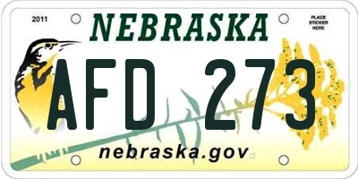 NE license plate AFD273