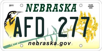 NE license plate AFD277