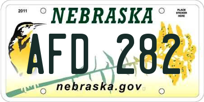 NE license plate AFD282