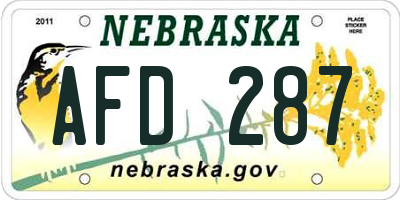 NE license plate AFD287