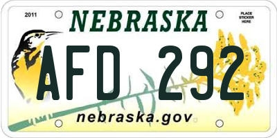 NE license plate AFD292