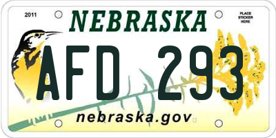 NE license plate AFD293