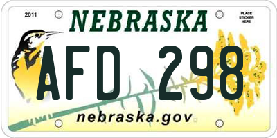 NE license plate AFD298