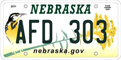 NE license plate AFD303