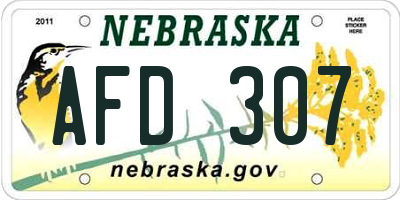 NE license plate AFD307