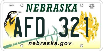 NE license plate AFD321