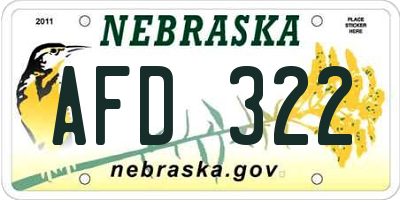 NE license plate AFD322