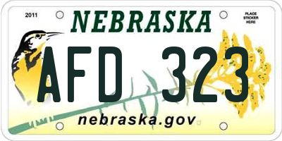 NE license plate AFD323