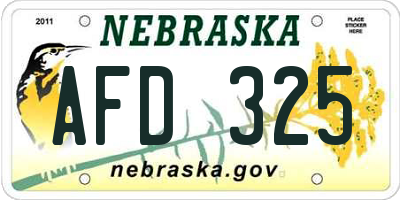 NE license plate AFD325