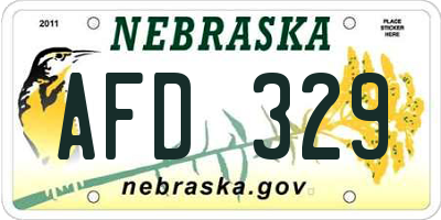 NE license plate AFD329