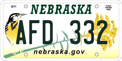 NE license plate AFD332