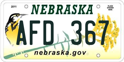 NE license plate AFD367