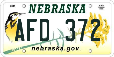 NE license plate AFD372