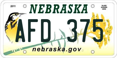 NE license plate AFD375