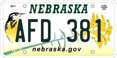 NE license plate AFD381