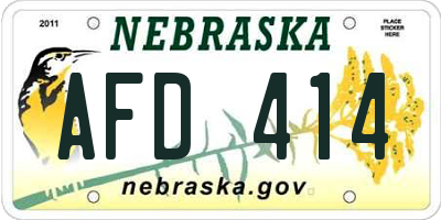 NE license plate AFD414