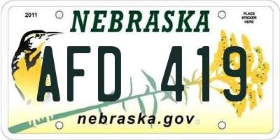 NE license plate AFD419
