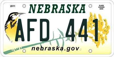 NE license plate AFD441