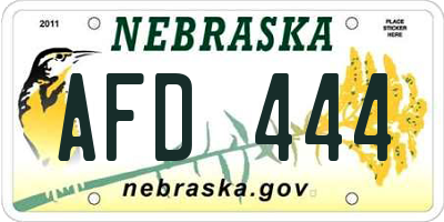 NE license plate AFD444