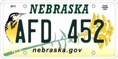 NE license plate AFD452