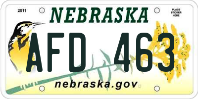 NE license plate AFD463