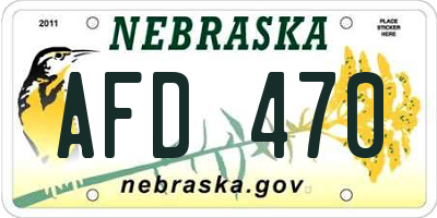 NE license plate AFD470