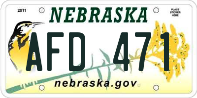 NE license plate AFD471