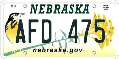 NE license plate AFD475