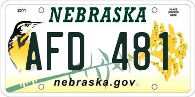 NE license plate AFD481