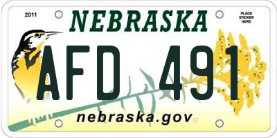 NE license plate AFD491